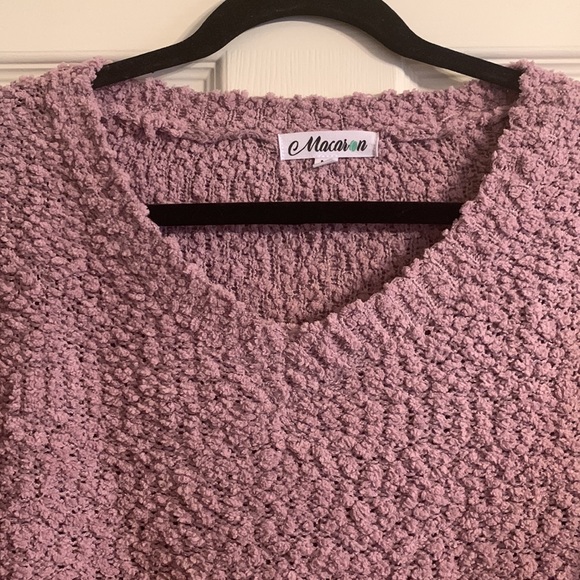 Lavender Sherpa V Neck Sweater - Picture 2 of 7